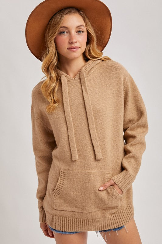 Knitted Sweater Hooded Top