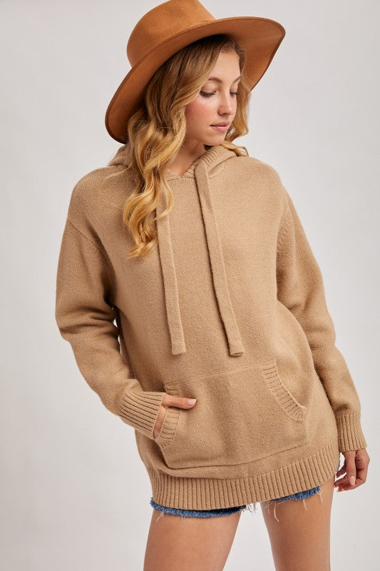 Knitted Sweater Hooded Top