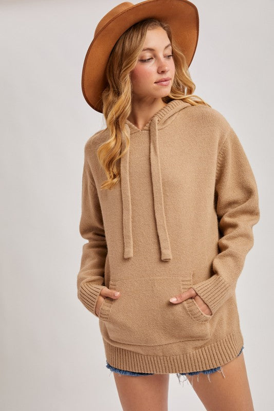 Knitted Sweater Hooded Top