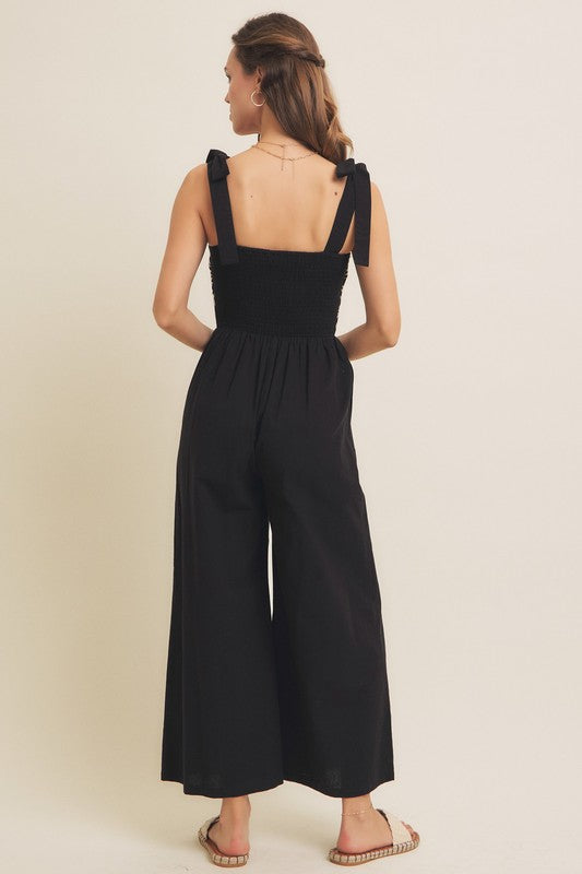 Black Embroidered Floral Jumpsuit