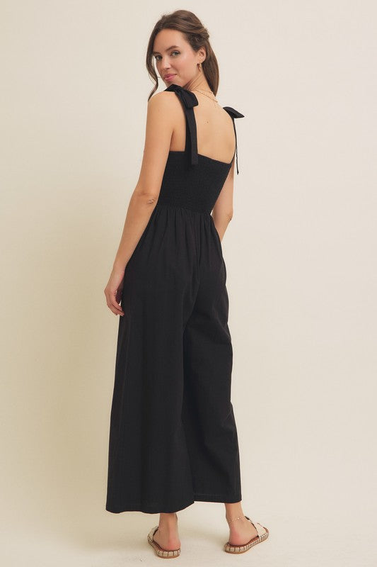 Black Embroidered Floral Jumpsuit