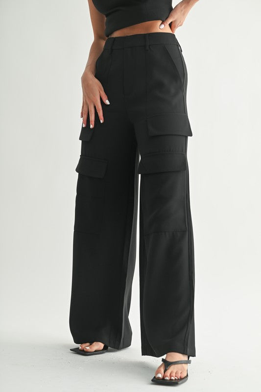 Black Cargo Pocket Slacks
