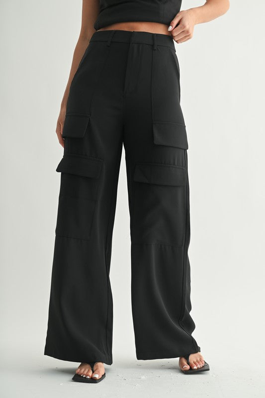 Black Cargo Pocket Slacks