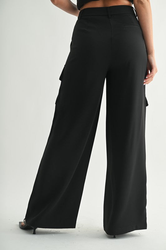 Black Cargo Pocket Slacks