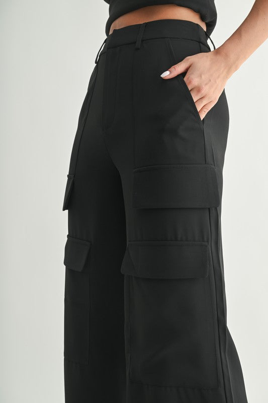 Black Cargo Pocket Slacks