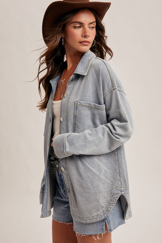 Soft Denim Button Down Jacket
