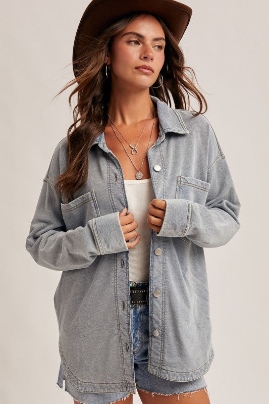 Soft Denim Button Down Jacket