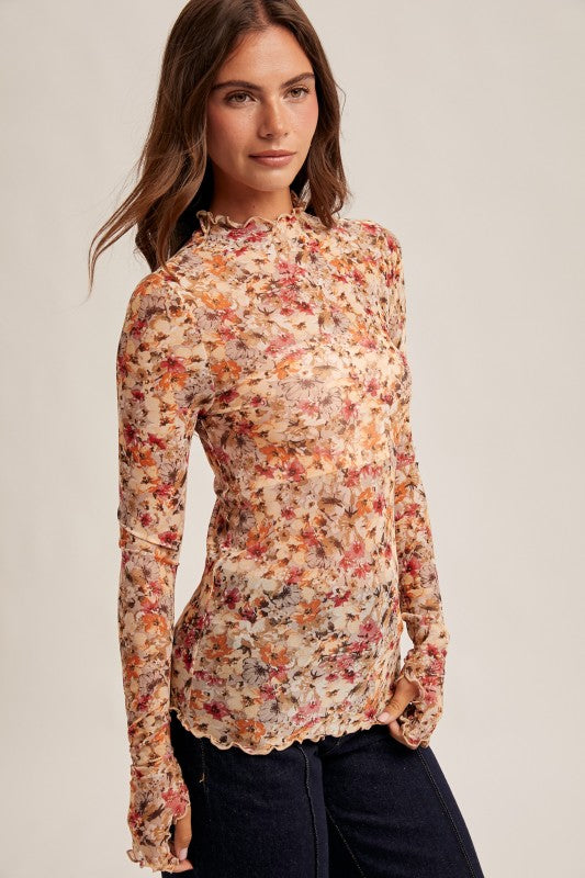 Fall Mesh Floral Top