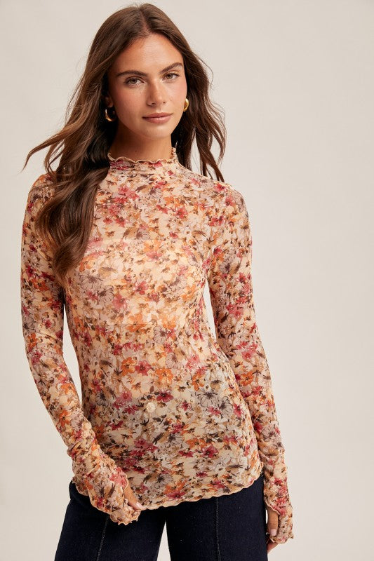 Fall Mesh Floral Top