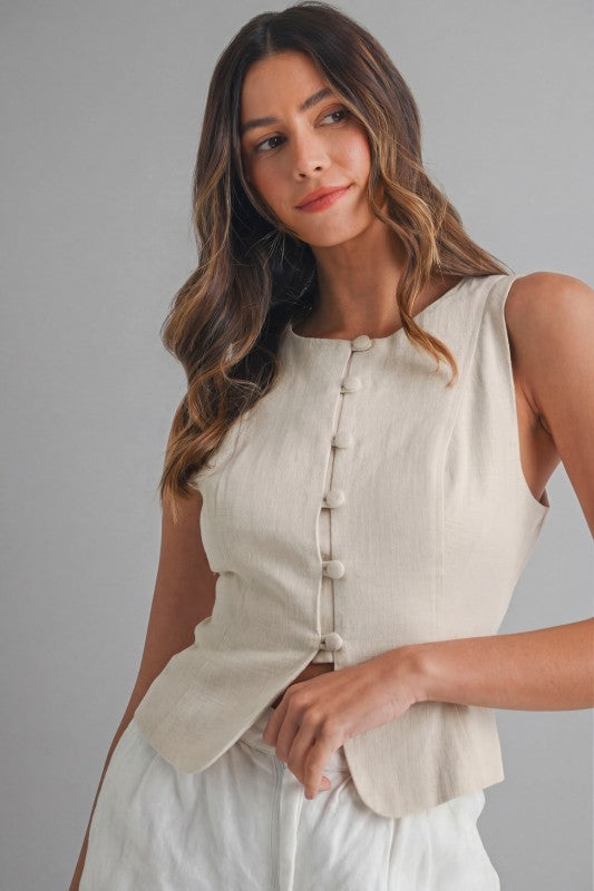 Oat Cinch Back Vest Top