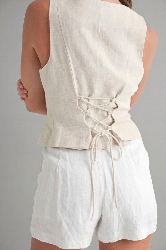 Oat Cinch Back Vest Top