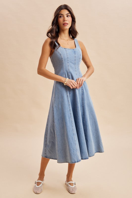 Stunning Denim Midi Dress