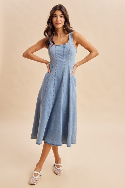 Stunning Denim Midi Dress