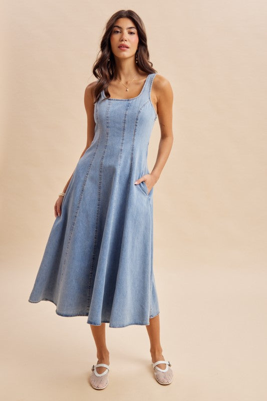 Stunning Denim Midi Dress