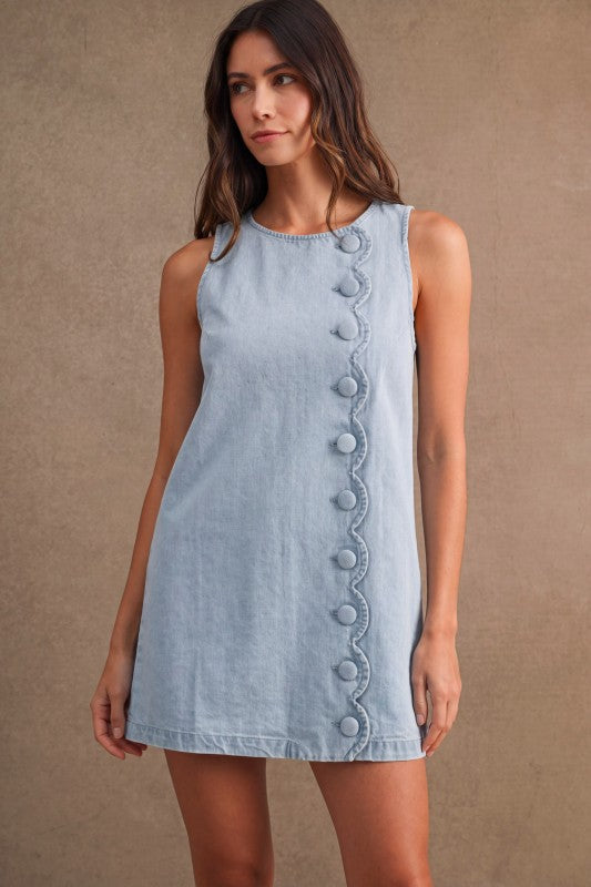 Denim Dress with Buttons