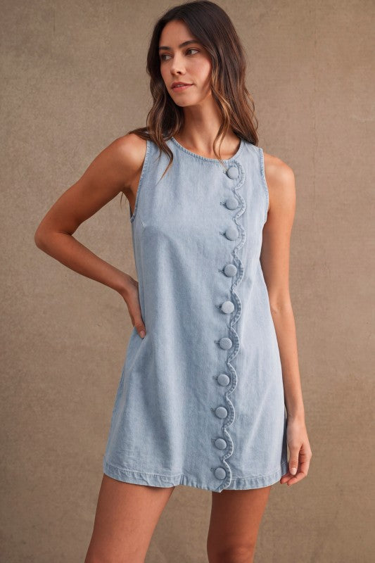Denim Dress with Buttons