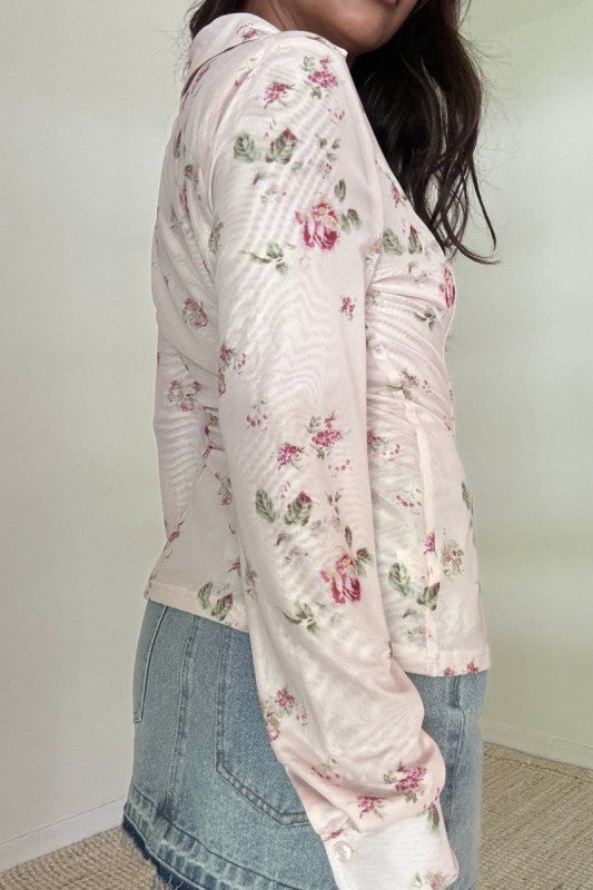 Floral Mesh Long sleeve Top