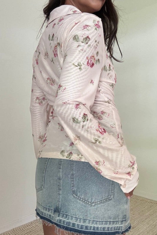 Floral Mesh Long sleeve Top